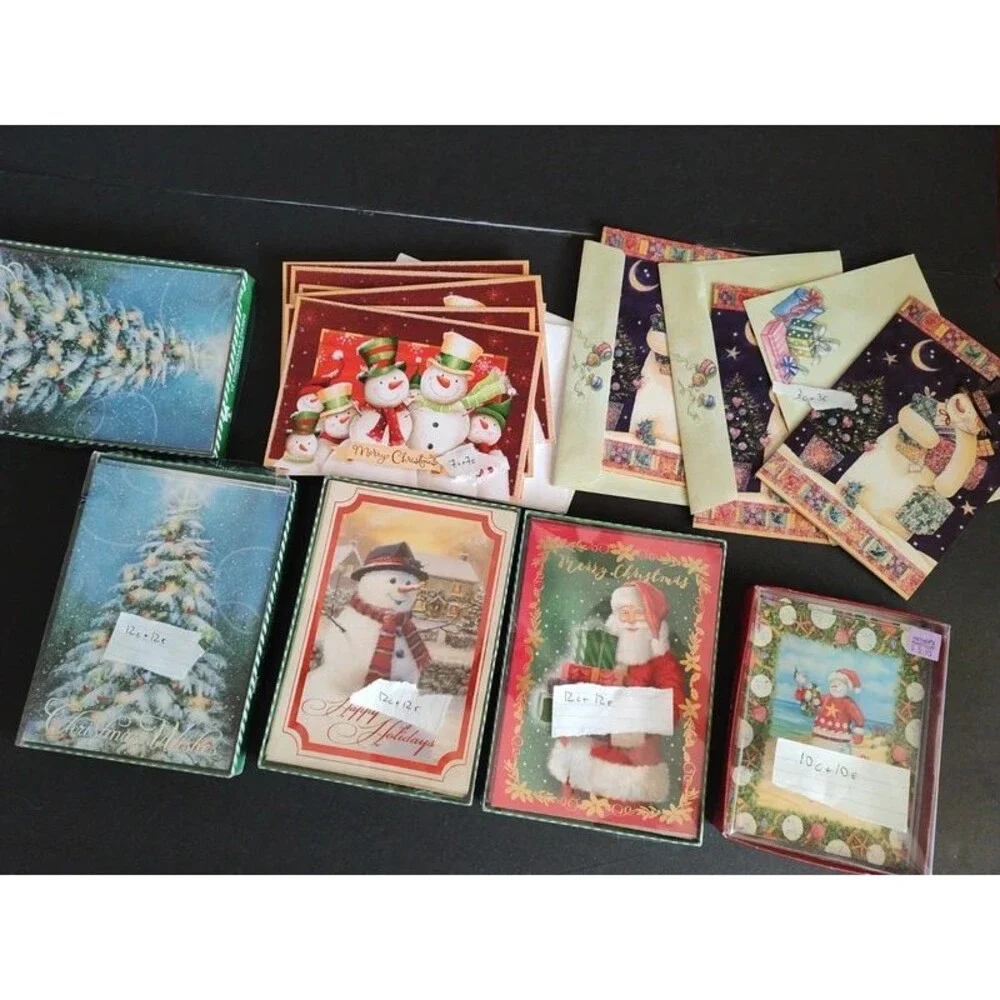 140 pcs vintage Christmas holidays postcards 70 cards + 70 envelopes, assorted